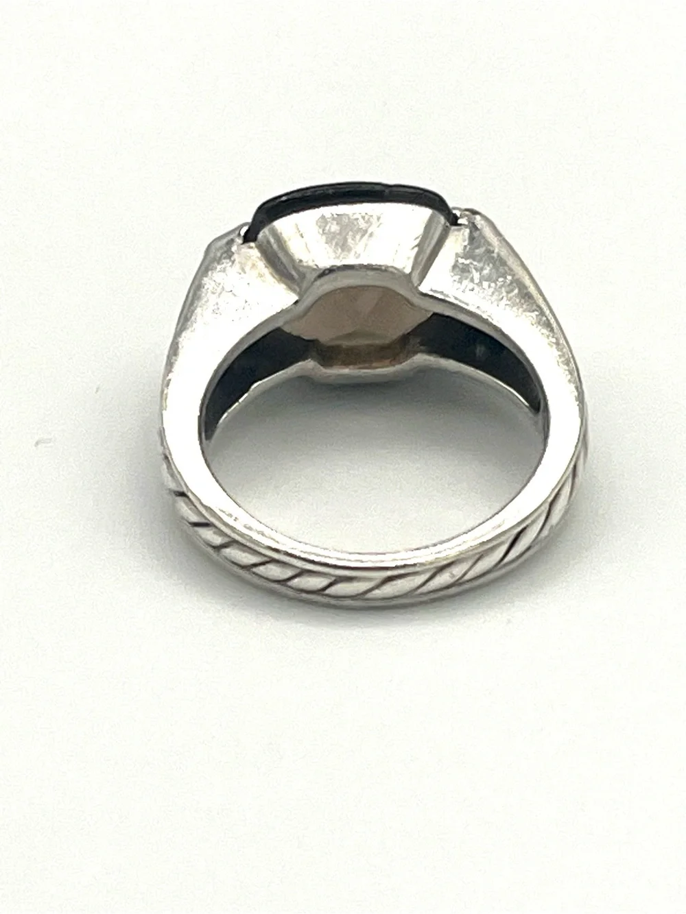 David Yurman Smoky Quartz Cushion-Cut with Diamond Sterling Silver Ring - size 6
